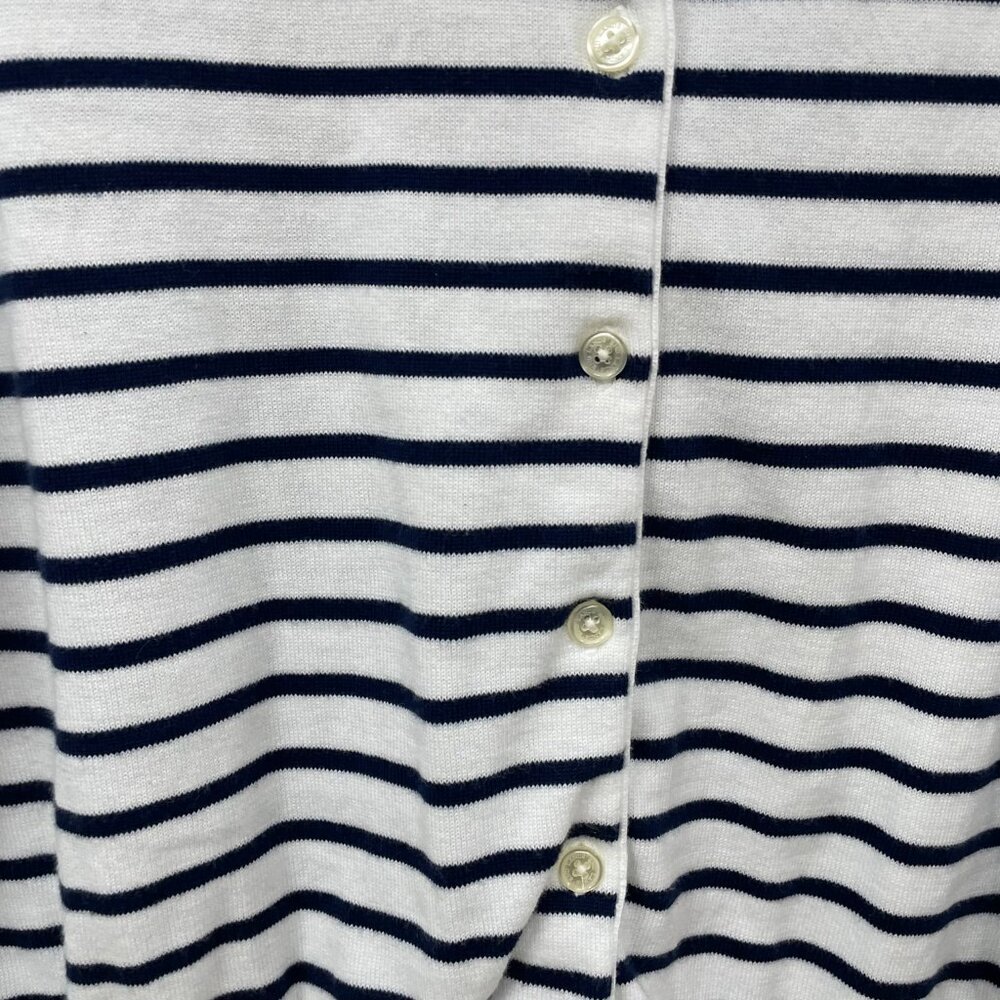 Lands' End White Stripe Cardigan Size 16W - Picture 3 of 4
